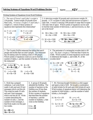 Review: Systems of Equations Word Problems
