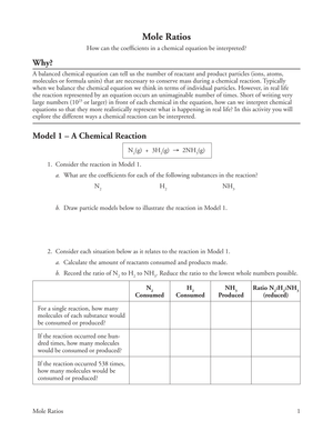 Practice with Mole Ratios