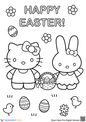 Printable Hello Kitty Easter Coloring Page | Pre-K to K