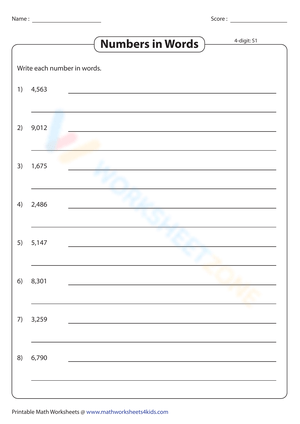 Numbers in Words Practice