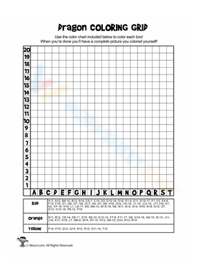 Dragon Coloring Grid: Creative Art Worksheet