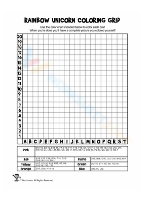 Rainbow Unicorn Coloring Grid