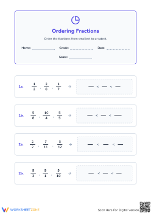 Essential Ordering Fractions Worksheet | Grade 4 Printable