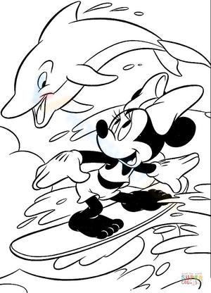Minnie Mouse Surfing and Dolphin Jumping Over