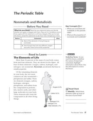 Updated Nonmetals and Metalloids Worksheet