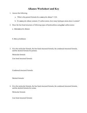 Alkanes Worksheet: Chemistry Practice Problems