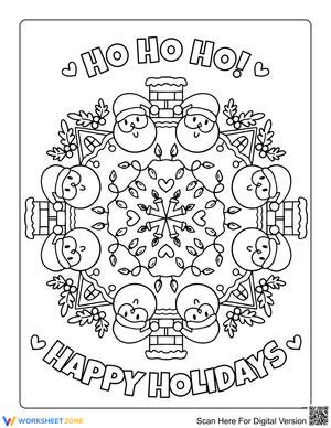 Father Christmas Mandala Coloring Page