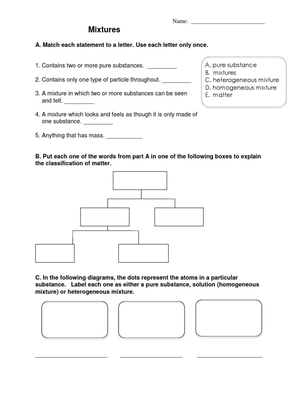 Exploring Mixtures Worksheet