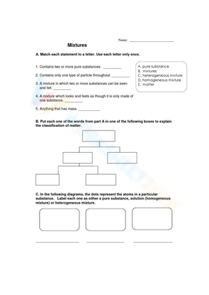 Exploring Mixtures Worksheet
