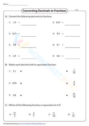Converting Decimals to Fractions