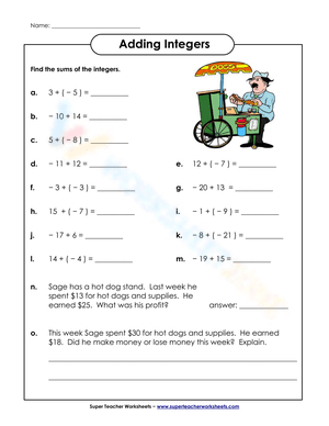 Adding Integers: Practice Problems for Math Students