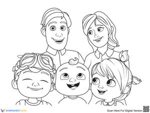 Cocomelon Family Portrait Coloring Page for Children