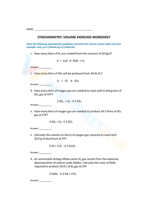 Stoichiometry Worksheet 3: Practice Problems Included