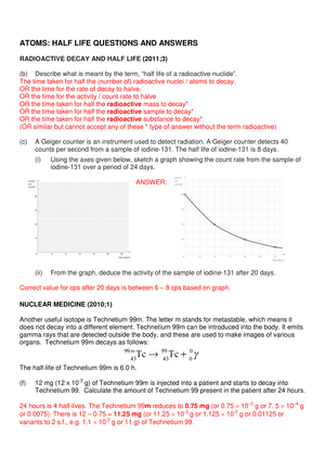 Half-Life Questions and Answers: Chemistry