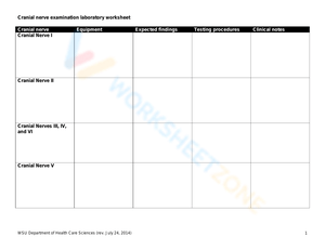 Cranial Nerve Examination Lab Worksheet: Anatomy