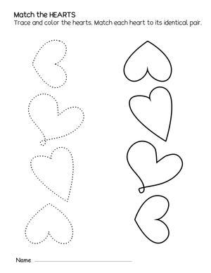 Match the Hearts Worksheet: Fun Activity