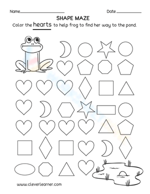 Shape Maze Worksheet – Follow the Hearts Path