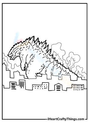 Godzilla with Crocodile Spikes Coloring Page