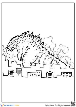 Godzilla with Crocodile Spikes Coloring Page