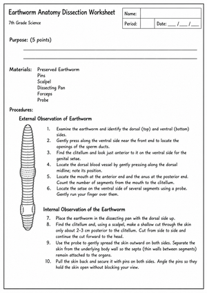 Earthworm Dissection Lab Guide | Essential Biology Worksheet