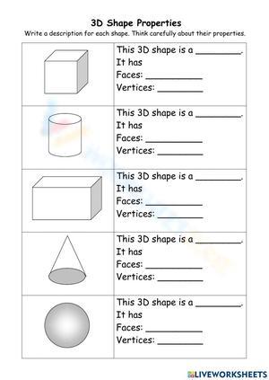 3D Shape Properties Worksheet