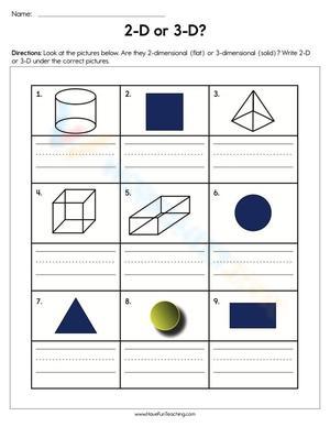2D or 3D Shapes Worksheet
