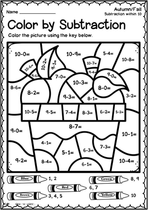 Color by Subtraction 2: Math Activity
