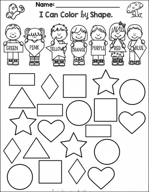 Color by Shapes Worksheet
