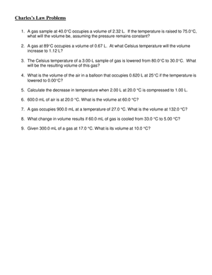 Practice Charles's Law Problems