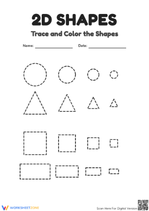 Essential 2D Shapes Tracing Worksheet | Kindergarten Math