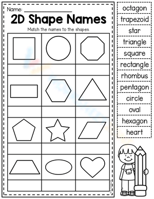 2D Shape Name Worksheet
