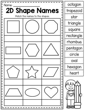 2D Shape Name Worksheet