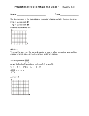 Proportional Relationships and Slope Worksheet