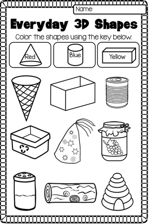 Kindergarten 3D Shapes — Printable No-Prep Worksheet