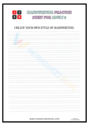 Handwriting Practice Sheet for Adult Learners