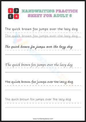 Handwriting Practice Sheet for Adults 6