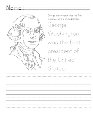 Grade 2 Handwriting — Printable Washington Worksheet