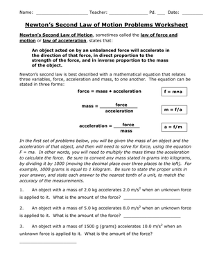 Newton's Second Law Problems | Essential Grade 8 Science