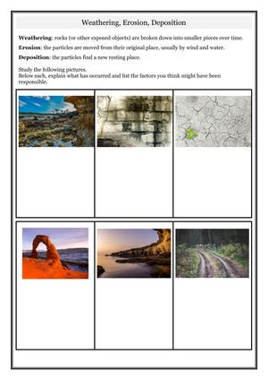 Identify Weathering, Erosion, and Deposition Processes