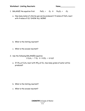 Limiting Reactants Practice