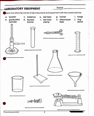 Identifying Laboratory Equipment: A Worksheet
