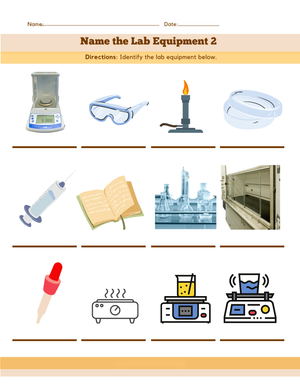 Name the Lab Equipment Worksheet
