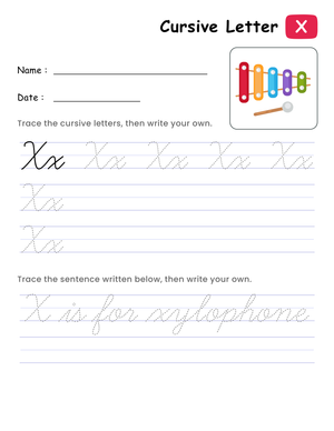 Practice Cursive Letter X