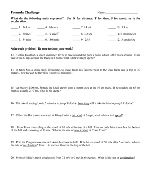 Acceleration Practice Worksheet