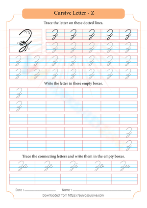 Cursive Letter Z Practice