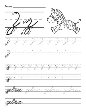 Cursive Z Practice Worksheet