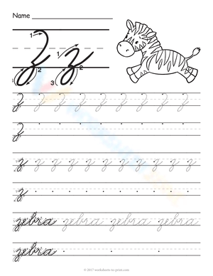 Cursive Z Practice Worksheet