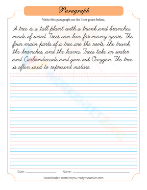 Cursive Writing Practice: Tree Paragraph