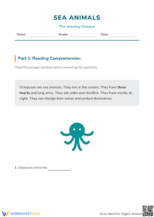 Octopus Reading Comprehension | Essential Grade 3-5 ELA