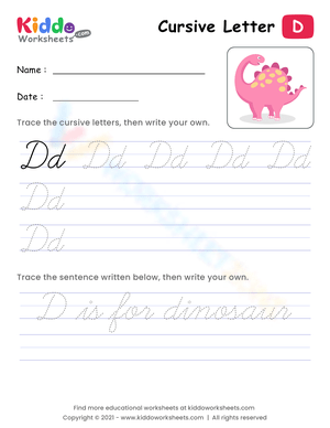 Cursive Letter D Practice Sheet